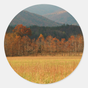 USA, Tennessee. Cades Cove in der Smoky Mountain Runder Aufkleber