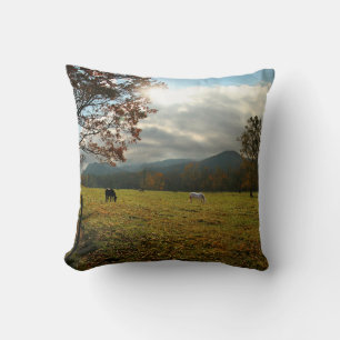 USA, Tennessee. Pferde im Cades Cove Tal Kissen