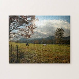 USA, Tennessee. Pferde im Cades Cove Valley Puzzle