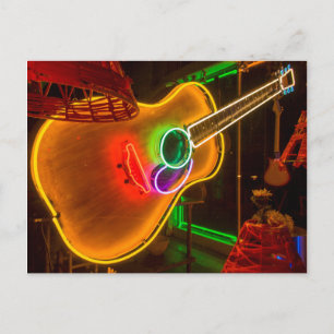 USA, Texas, Austin. Neon-Gitarre bei Erpressung Postkarte
