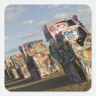 USA, TEXAS, Panhandle Area, Amarillo: Cadillac Quadratischer Aufkleber