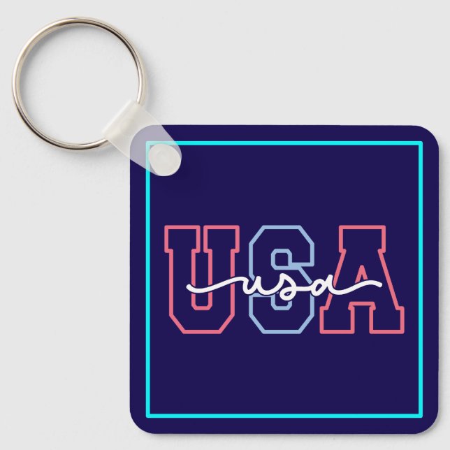 USA Text 4. Juli Design-62118 Schlüsselanhänger (Vorderseite)