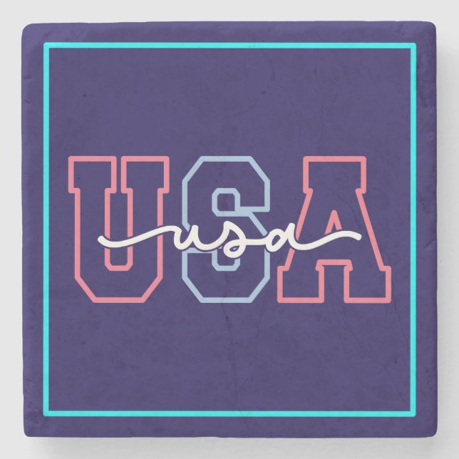 USA Text 4. Juli Design-62118 Steinuntersetzer (Vorderseite)
