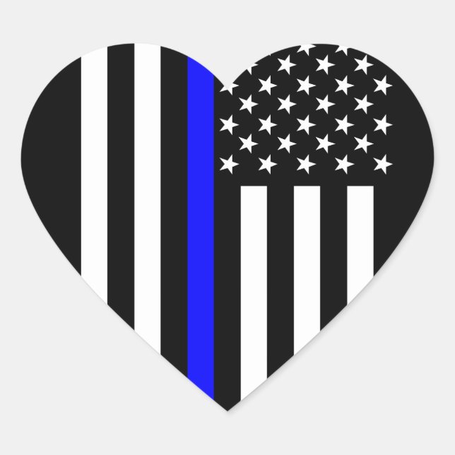 USA Thin Blue Line Herz-Aufkleber (Vorderseite)