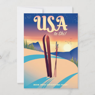 USA "To Ski" Vintages Reiseplakat Einladung