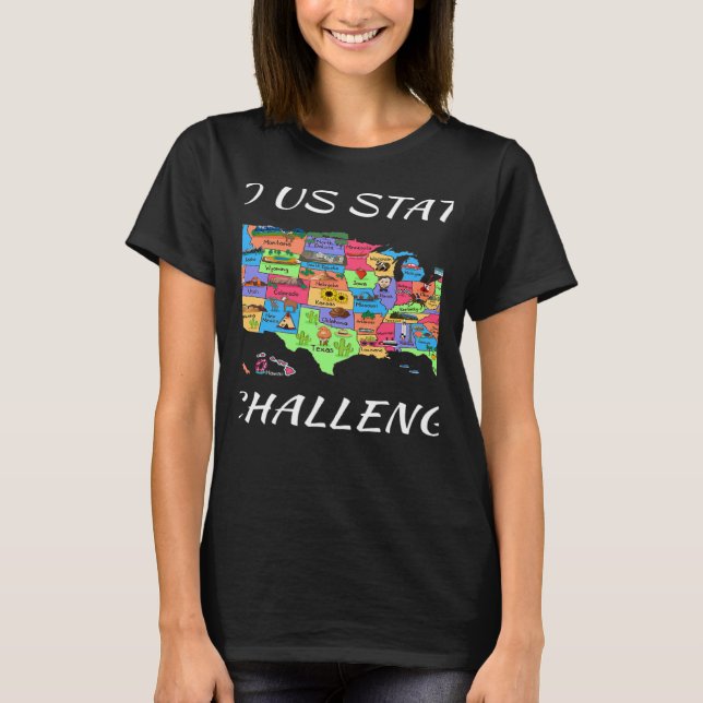 USA Travel Visit 50 States Map T-Shirt (Vorderseite)