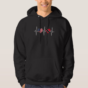 USA Trinidad und Tobago Herzschlag Amerika-Flagge Hoodie