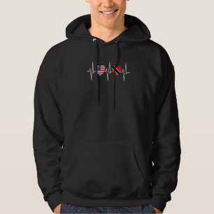 USA Trinidad und Tobago Herzschlag Amerika-Flagge Hoodie