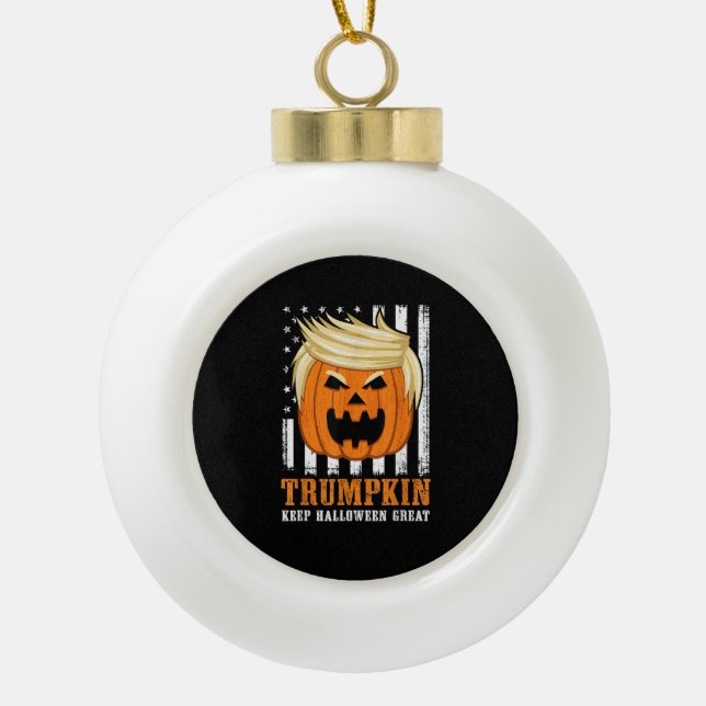 Usa Trumpkin Behielt Halloween Great Funny Keramik Kugel-Ornament (Vorderseite)