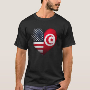USA Tunesien Herz Doppelstaatsbürgerschaft T-Shirt