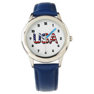 USA überlagert US Flag Black Num Wacke Armbanduhr