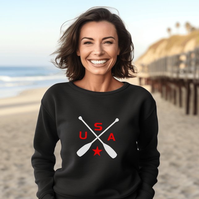 USA überquerte Paddle Oars mit Star Dark Color Sweatshirt (Von Creator hochgeladen)