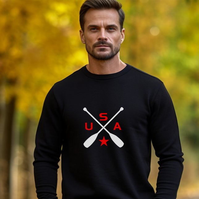 USA überquerte Paddle Oars mit Star Dark Color Sweatshirt (Von Creator hochgeladen)
