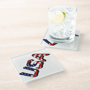 USA überschneidet US Flag Glass Untersetzer cn
