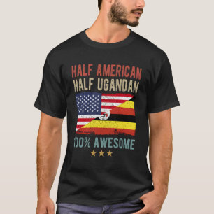 Usa Uganda Flag Halb-Amerikaner Halb-Ugandan T-Shirt