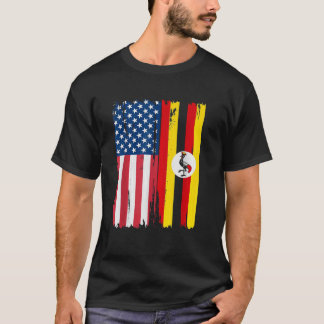 USA Uganda Halbamerikanische Flagge Roots T-Shirt