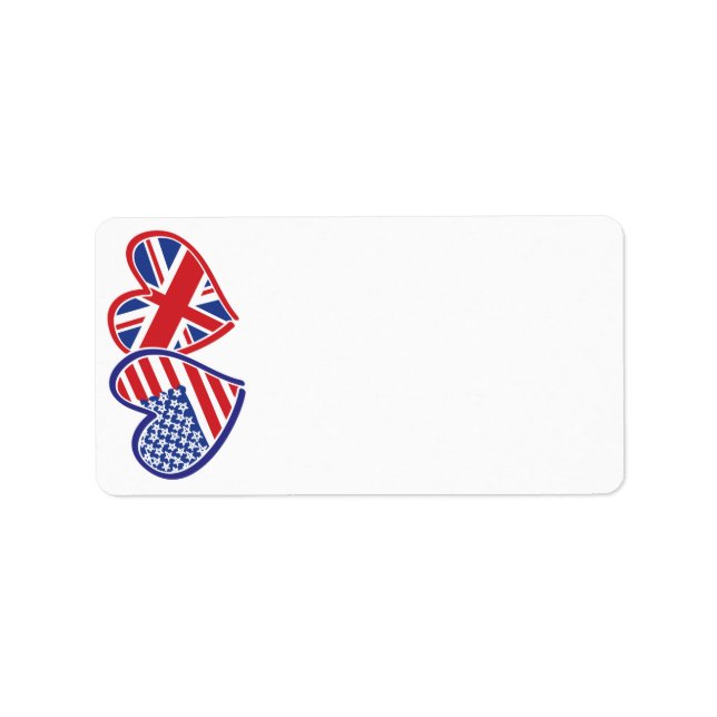 USA UK Flag Heart Adressaufkleber (Vorne)