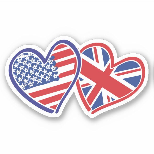 USA UK Heart Flags Aufkleber (Vorderseite)