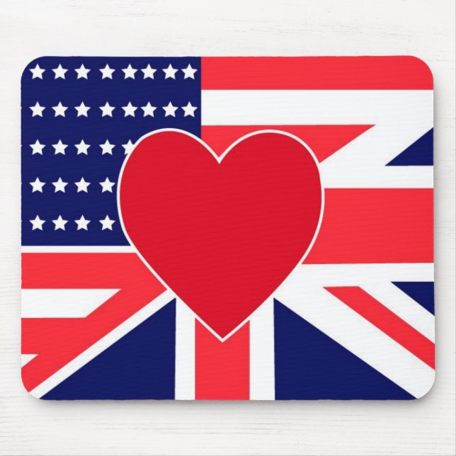 USA/UK Liebe-Mausunterlage Mousepad (Vorne)