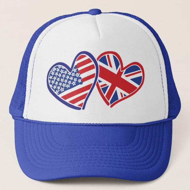 USA - UK-Liebe Truckerkappe (Vorderseite)