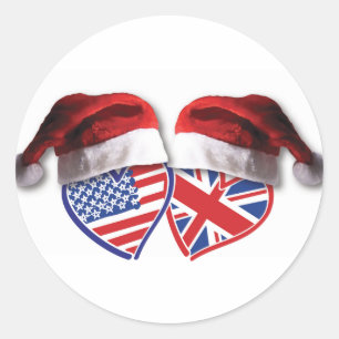 USA-UK-Santa-Hats.png Runder Aufkleber