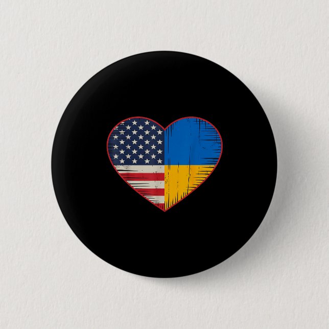 Usa Ukraine Heart - Dual Citizenship  Button (Vorderseite)
