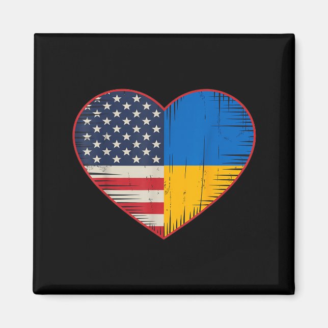 Usa Ukraine Heart - Dual Citizenship  Magnet (Vorne)