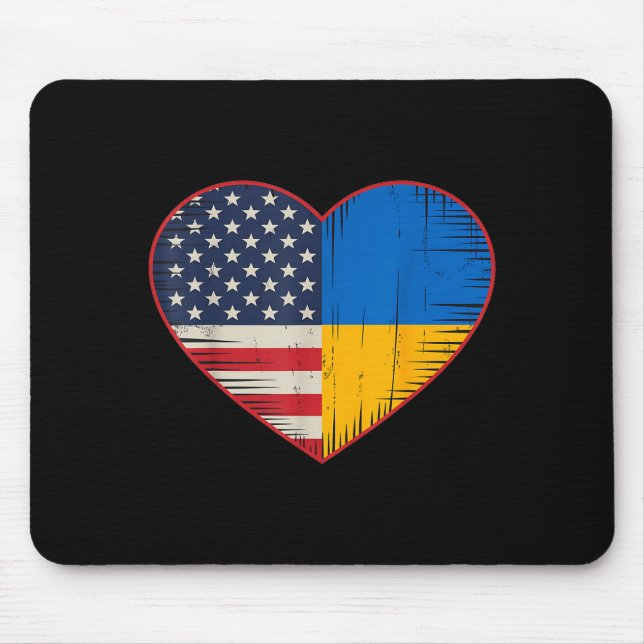Usa Ukraine Heart - Dual Citizenship  Mousepad (Vorne)