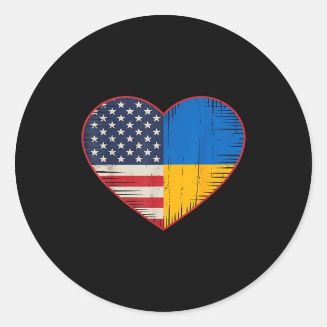 Usa Ukraine Heart - Dual Citizenship  Runder Aufkleber (Vorderseite)