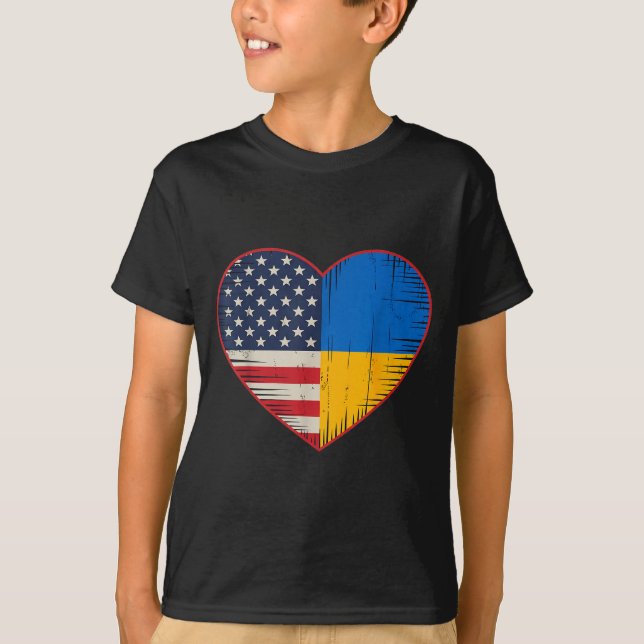 Usa Ukraine Heart - Dual Citizenship  T-Shirt (Vorderseite)