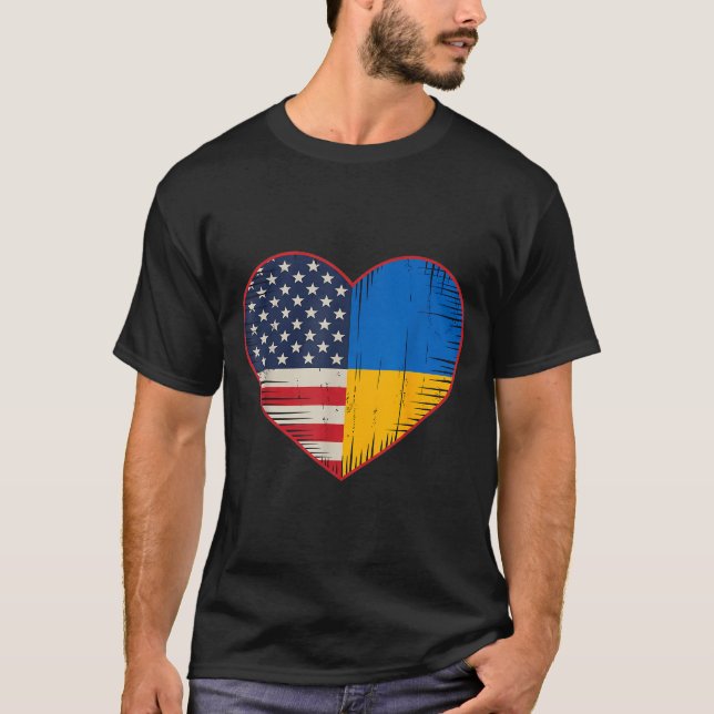Usa Ukraine Heart - Dual Citizenship  T-Shirt (Vorderseite)