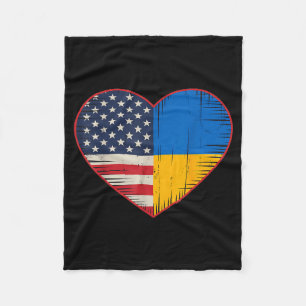 Usa Ukraine Herz - Doppelte Staatsbürgerschaft Fleecedecke