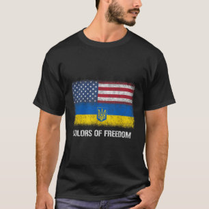 Usa Ukraine Ukrainische amerikanische Flaggenfarbe T-Shirt