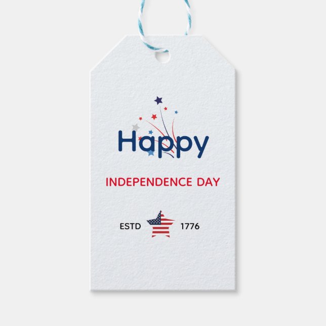 USA Unabhängigkeitstag 4. Juli Grüße Geschenkanhänger (Vorderseite)