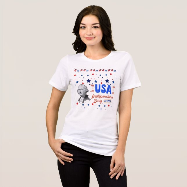 USA Unabhängigkeitstag Tri-Blend Shirt (Vorderseite voll)