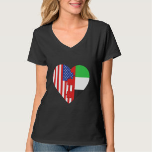 USA und Arabische Emirate Flaggen Herz T-Shirt