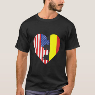 USA und Belgien-Flaggen Herz T-Shirt