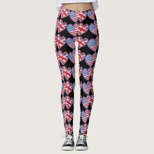 USA und BRITISCHE Flaggen-Herzen Leggings