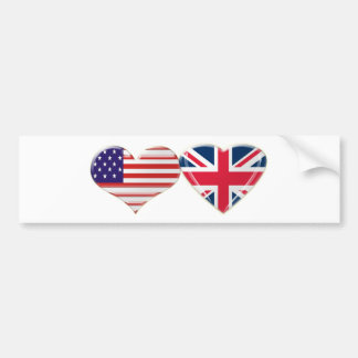 USA und BRITISCHER Herz-Flaggen-Entwurf Autoaufkleber