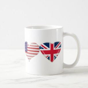 USA und BRITISCHER Herz-Flaggen-Entwurf Kaffeetasse