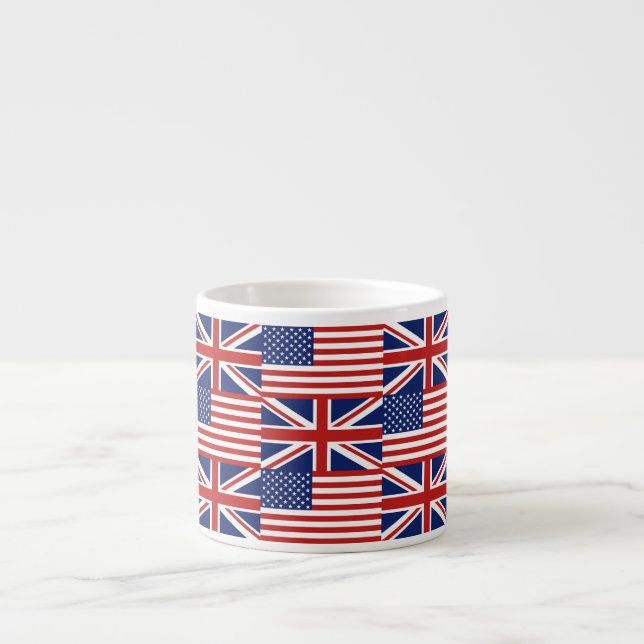 USA und BRITISCHES Flaggen-Muster Espressotasse (Vorderseite)