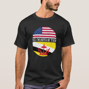 USA und Brunei Vintage Flaggen Ja ich bin beide T-Shirt