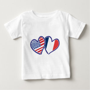 USA und Frankreich Liebe Hearts Baby T-shirt