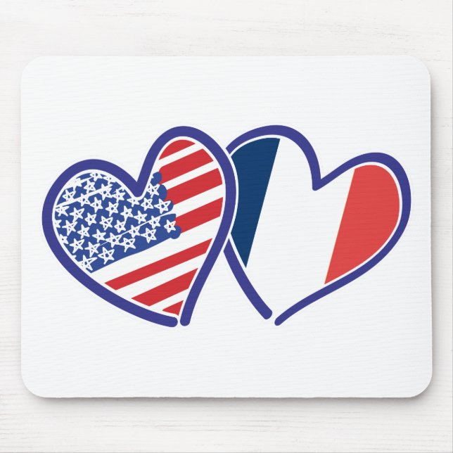 USA und Frankreich Liebe Hearts Mousepad (Vorne)
