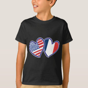 USA und Frankreich Liebe Hearts T-Shirt