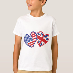 USA und Großbritannien in den Herzen, welche die T-Shirt