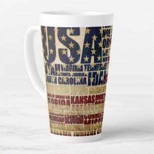 USA und ihre Bundesstaaten in Sternen und Streifen Milchtasse