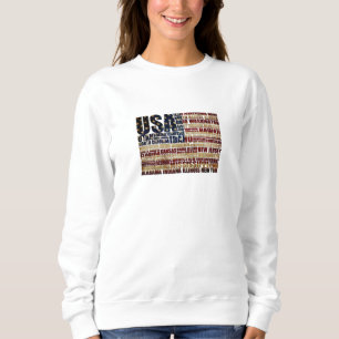 USA und ihre Bundesstaaten in Sternen und Streifen Sweatshirt