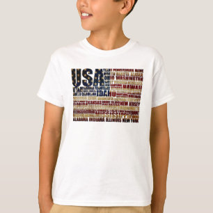 USA und ihre Bundesstaaten in Sternen und Streifen T-Shirt