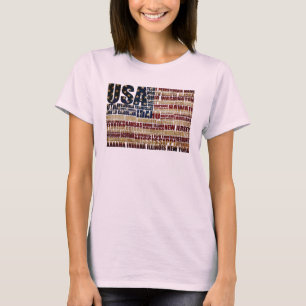 USA und ihre Bundesstaaten in Sternen und Streifen T-Shirt